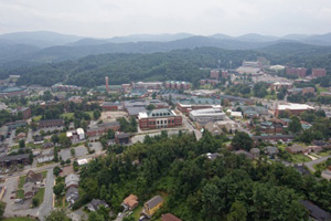Aerial view of Appalachian State University campus